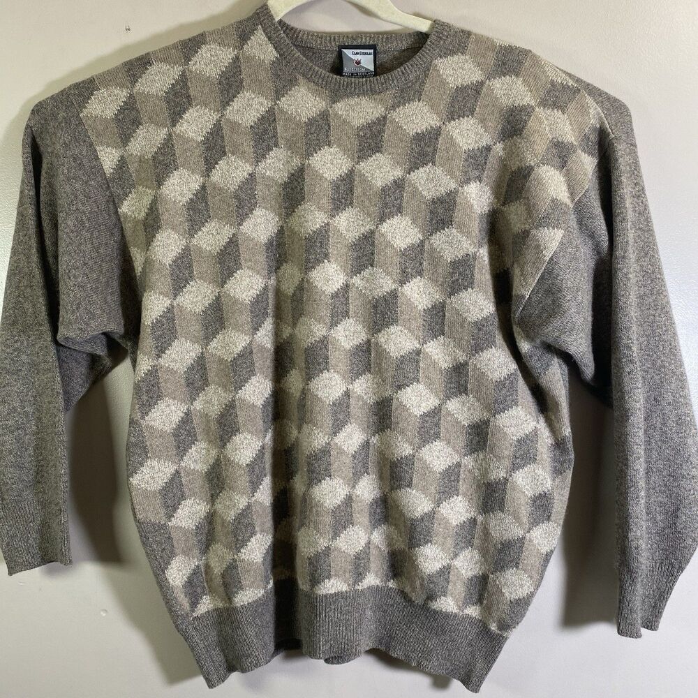 Vintage Scotland Cashmere Sweater Mens XL Brick Gray Knit Nordstrom Clan Douglas
